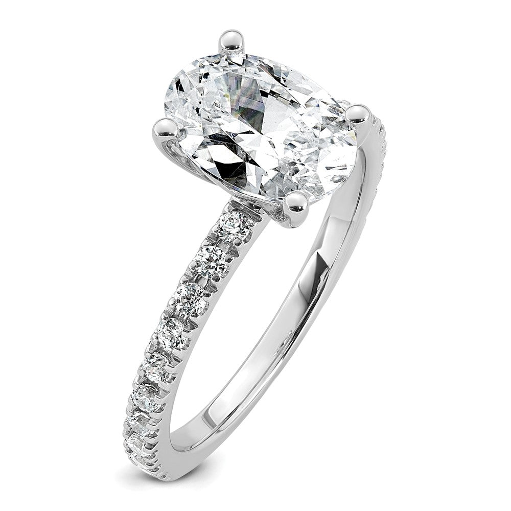 14k White Gold 2 1/3ct Cert Lab Grown Diamond VS+ F+ Oval Comp Eng Ring