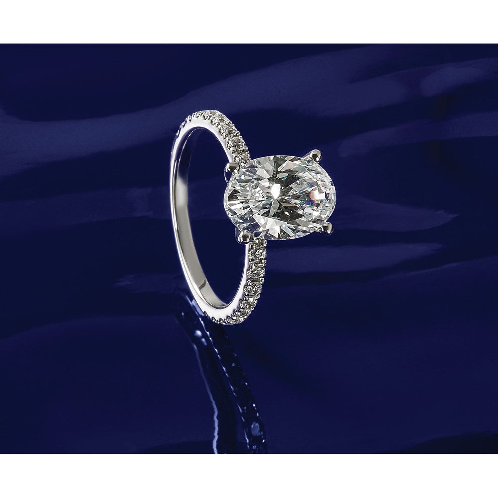 14k White Gold 2 1/3ct Cert Lab Grown Diamond VS+ F+ Oval Comp Eng Ring