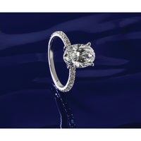 14k White Gold 2 1/3ct Cert Lab Grown Diamond VS+ F+ Oval Comp Eng Ring