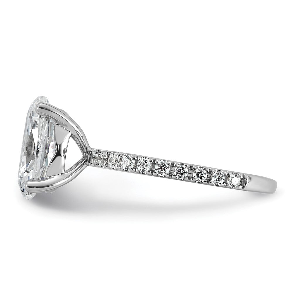 14k White Gold 3 3/8ct Cert Lab Grown Diamond VS+ F+ Oval Comp Eng Ring