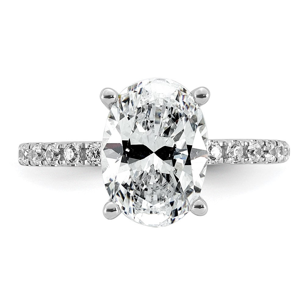 14k White Gold 3 3/8ct Cert Lab Grown Diamond VS+ F+ Oval Comp Eng Ring