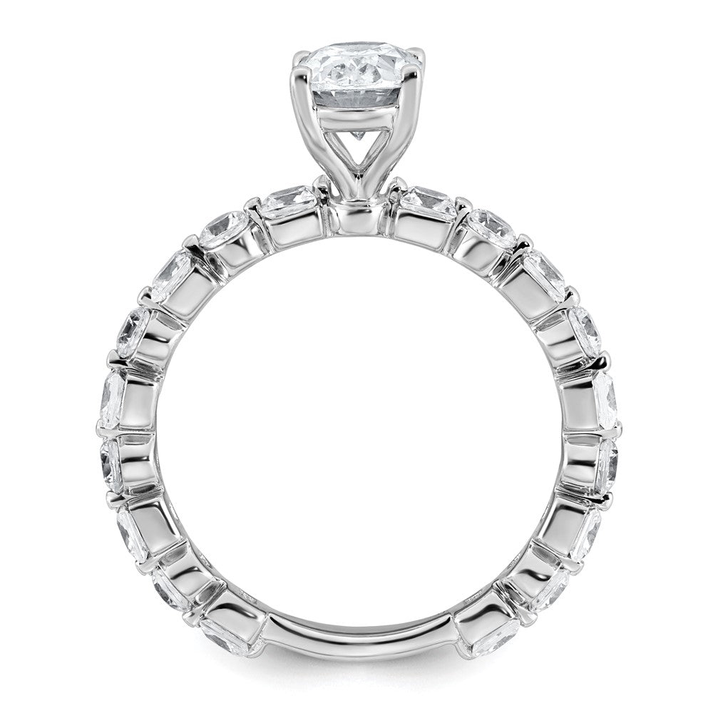 14k White Gold 2 1/2ct Cert Lab Grown Diamond VS+ F+ Oval Comp Eng Ring