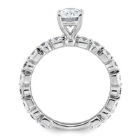 14k White Gold 2 1/2ct Cert Lab Grown Diamond VS+ F+ Oval Comp Eng Ring