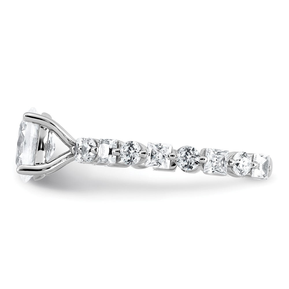 14k White Gold 2 1/2ct Cert Lab Grown Diamond VS+ F+ Oval Comp Eng Ring