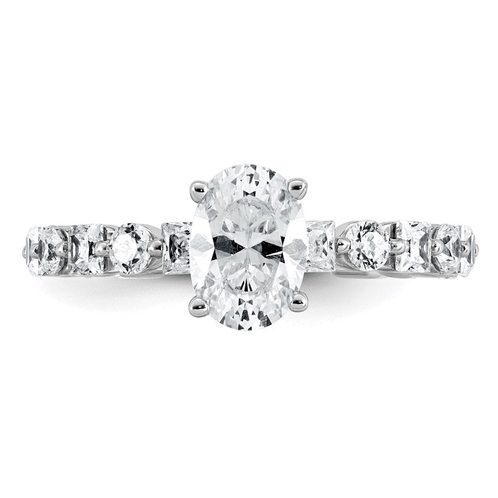 14k White Gold 2 1/2ct Cert Lab Grown Diamond VS+ F+ Oval Comp Eng Ring