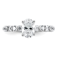 14k White Gold 2 1/2ct Cert Lab Grown Diamond VS+ F+ Oval Comp Eng Ring