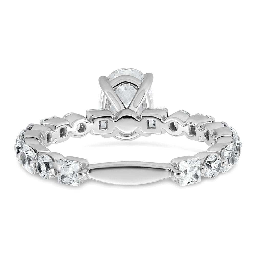 14k White Gold 2 1/2ct Cert Lab Grown Diamond VS+ F+ Oval Comp Eng Ring