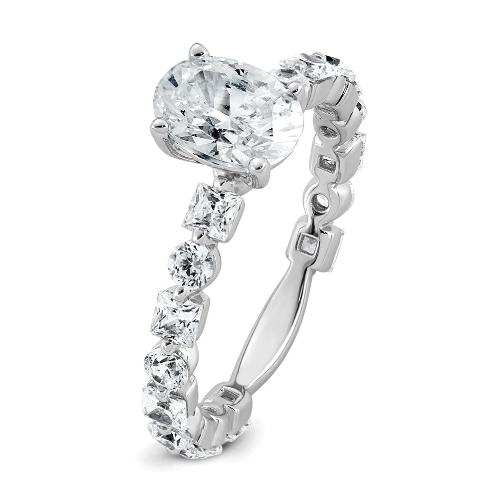 14k White Gold 2 1/2ct Cert Lab Grown Diamond VS+ F+ Oval Comp Eng Ring