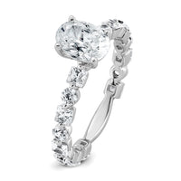 14k White Gold 2 1/2ct Cert Lab Grown Diamond VS+ F+ Oval Comp Eng Ring
