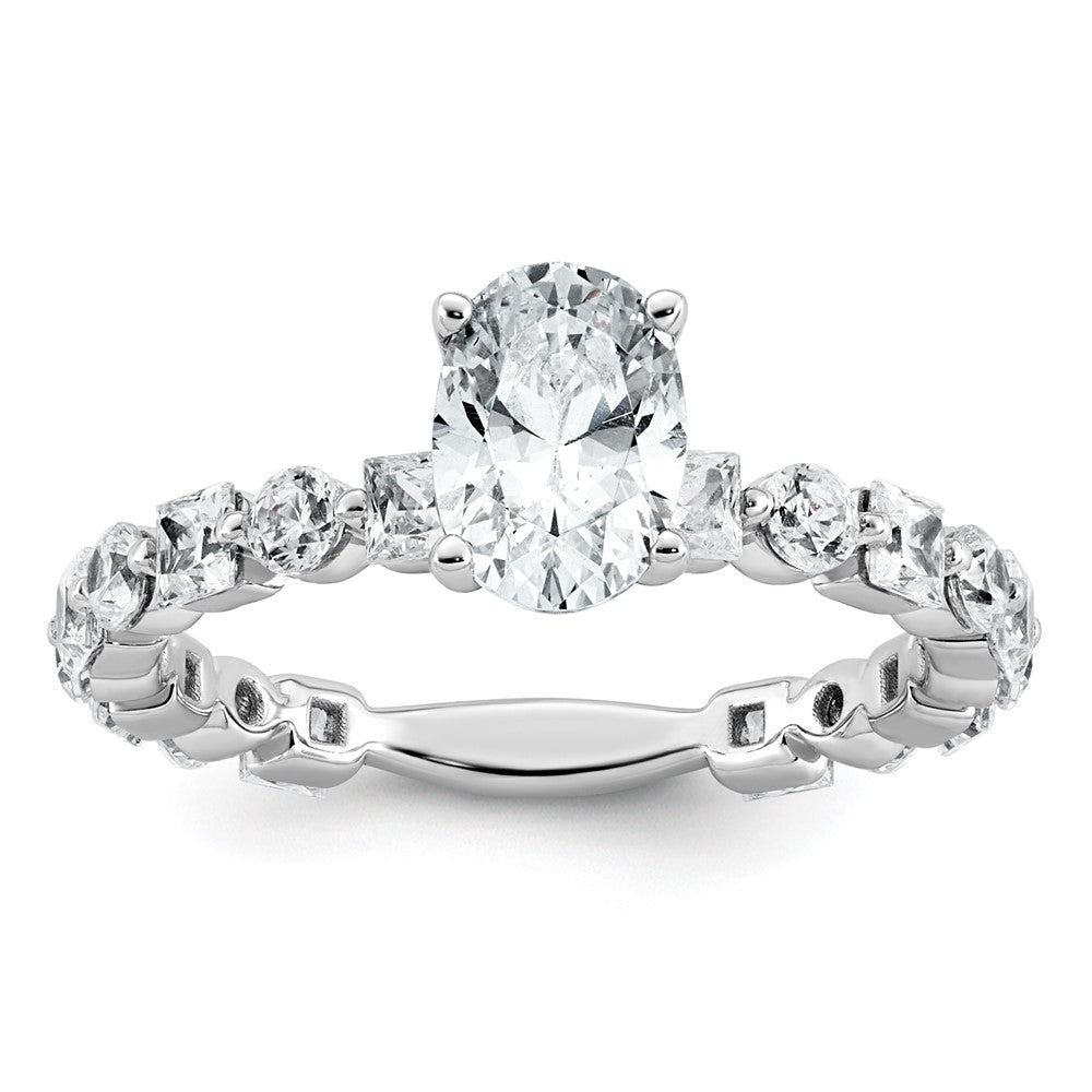 14k White Gold 2 1/2ct Cert Lab Grown Diamond VS+ F+ Oval Comp Eng Ring
