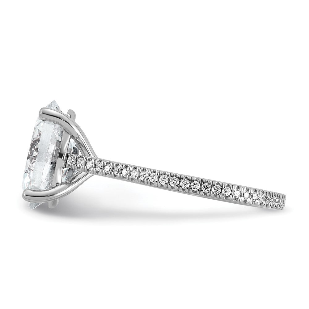 14k White Gold 4 1/4ct Lab Grown Diamond VS+ F+ Oval Comp Eng Ring