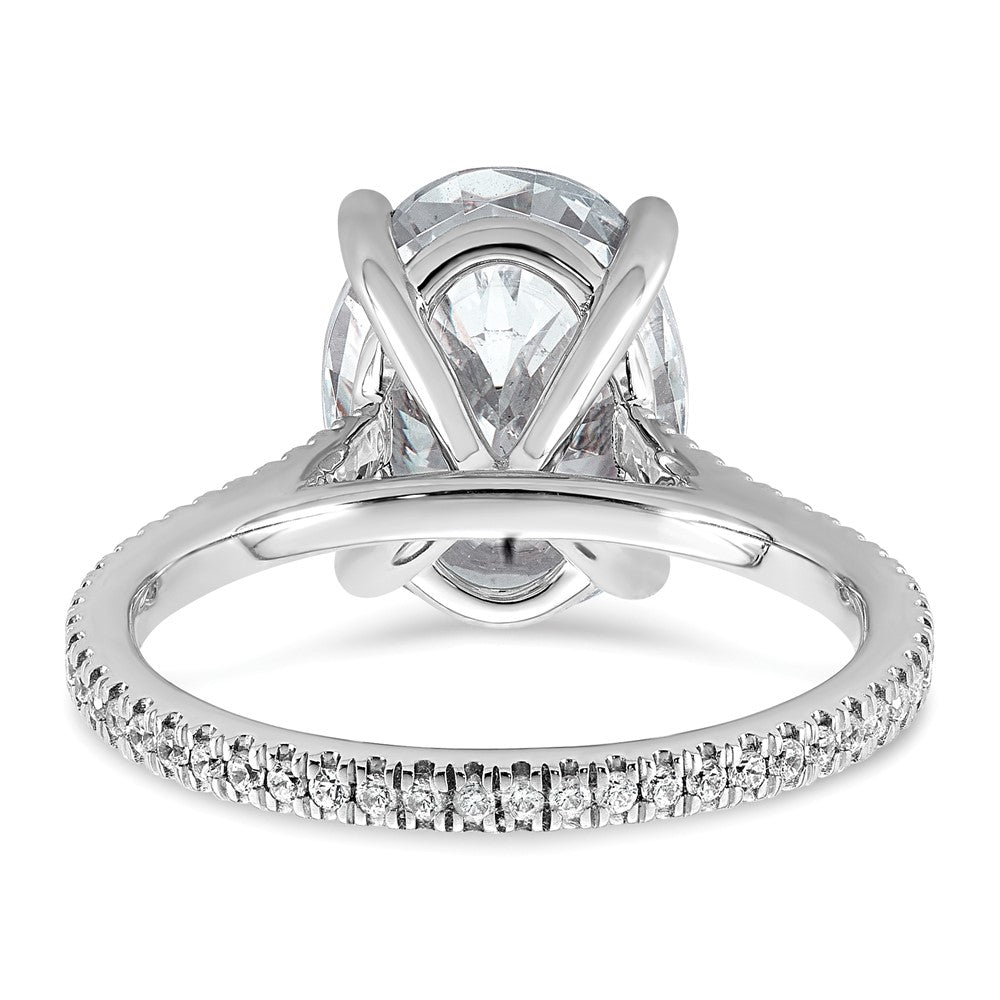 14k White Gold 4 1/4ct Lab Grown Diamond VS+ F+ Oval Comp Eng Ring