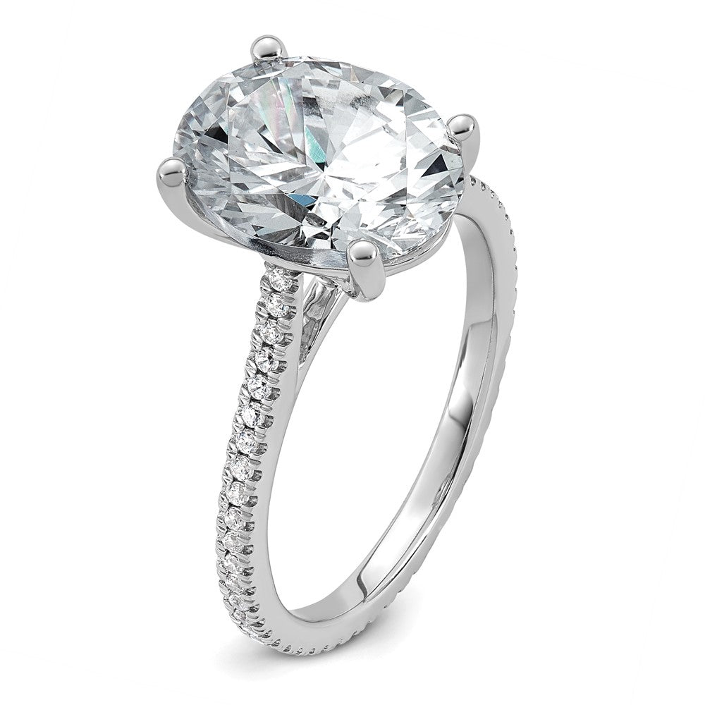 14k White Gold 4 1/4ct Lab Grown Diamond VS+ F+ Oval Comp Eng Ring