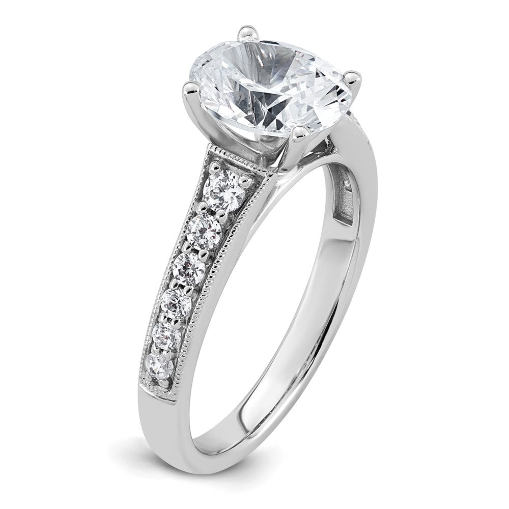 14k White Gold 1 7/8ct Lab Grown Diamond VS+ F+ Oval Complete Eng Ring