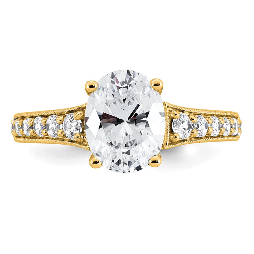 14k 1 7/8ct Lab Grown Diamond VS+ F+ Oval Complete Eng Ring