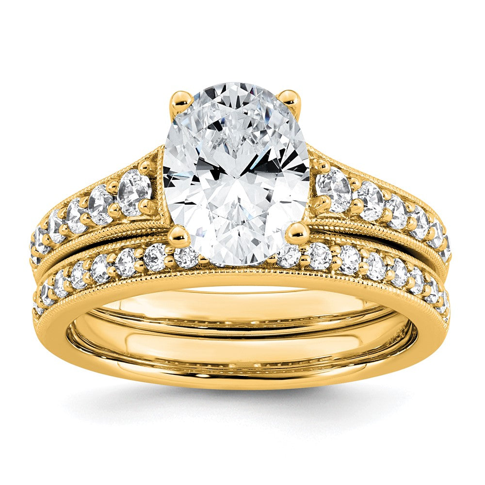 14k 1 7/8ct Lab Grown Diamond VS+ F+ Oval Complete Eng Ring