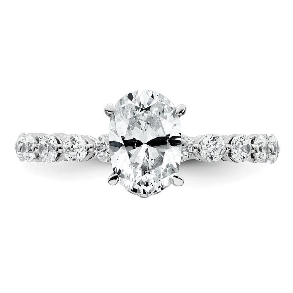 14k White Gold 2 5/8ct Cert Lab Grown Diamond VS+ F+ Oval Comp Eng Ring