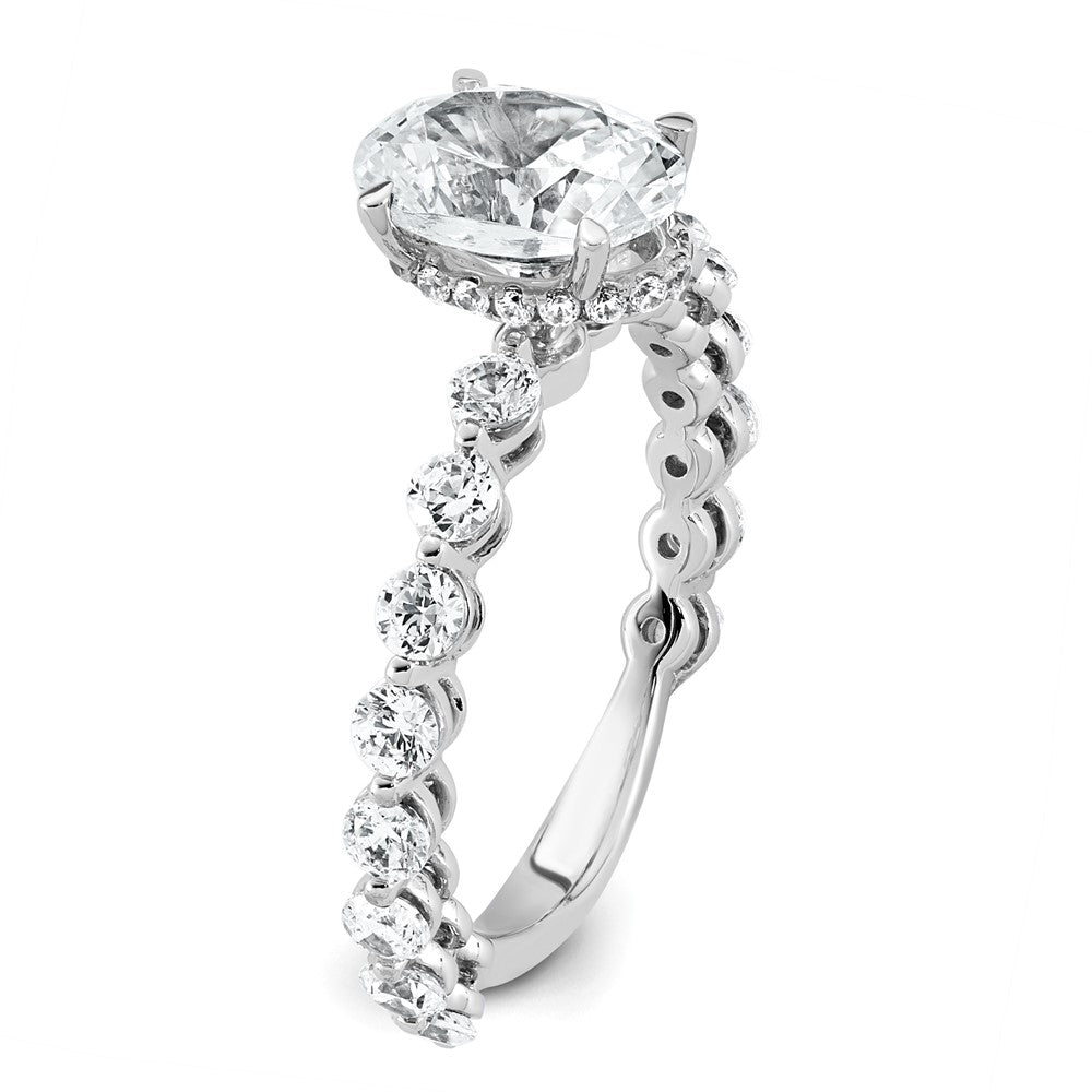 14k White Gold 2 5/8ct Cert Lab Grown Diamond VS+ F+ Oval Comp Eng Ring