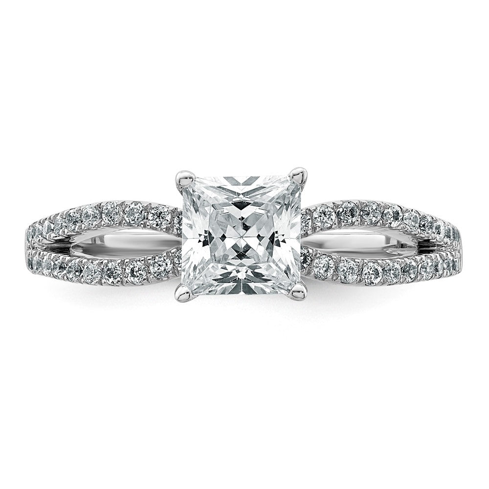 14kw 1 1/4 carat Lab Grown Diamond VS+ F+ Princess Semi-mnt Eng Ring