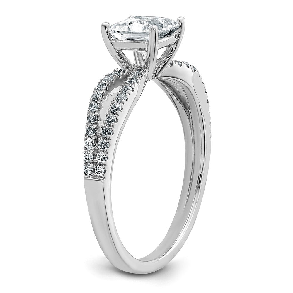 14kw 1 1/4 carat Lab Grown Diamond VS+ F+ Princess Semi-mnt Eng Ring