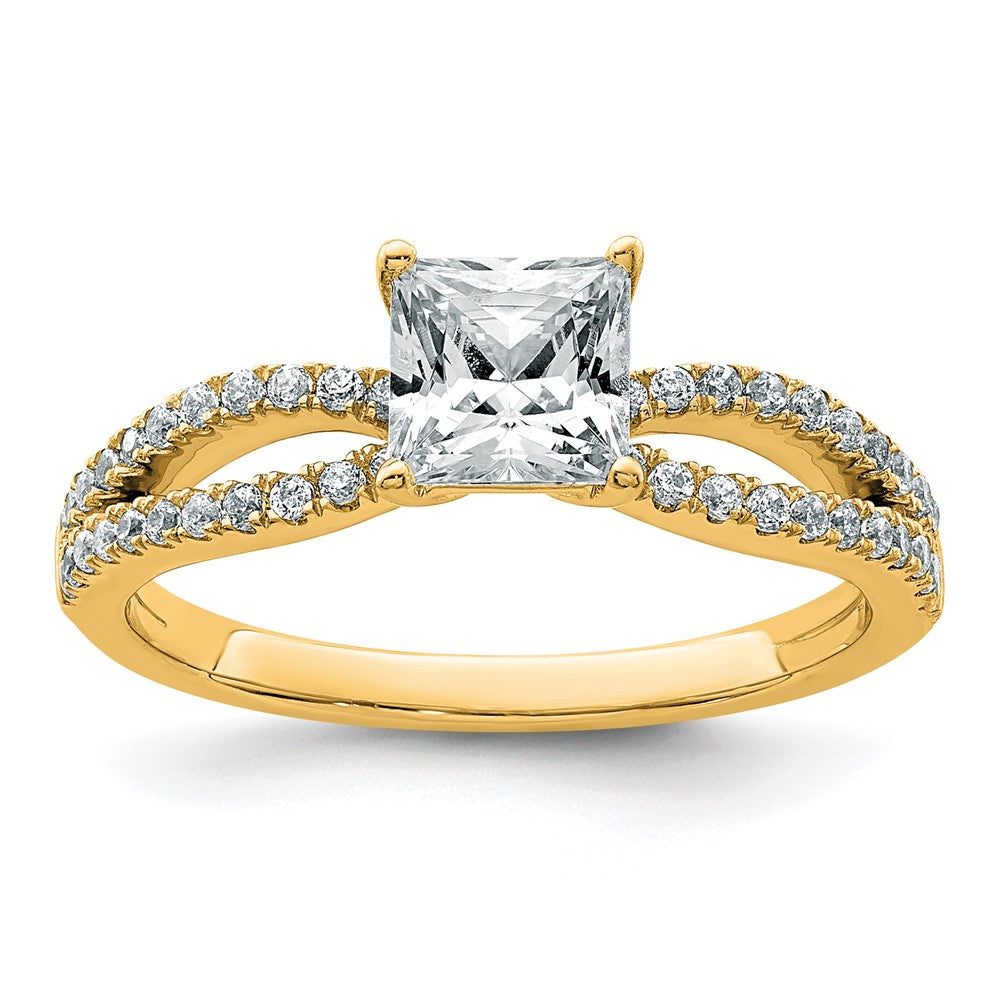 14k 1 1/4 carat Lab Grown Diamond VS+ F+ Princess Semi-mnt Eng Ring