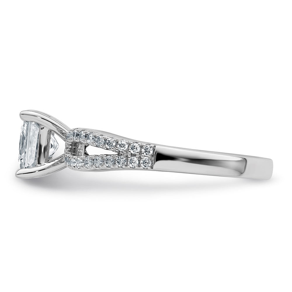 14kw 1 1/2 carat Lab Grown Diamond VS+ F+ Princess Semi-mnt Eng Ring