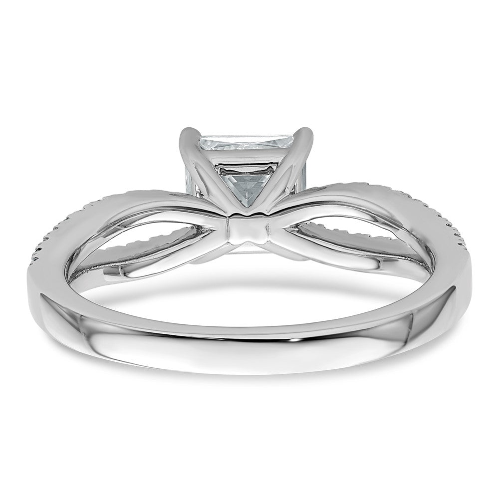 14kw 1 1/2 carat Lab Grown Diamond VS+ F+ Princess Semi-mnt Eng Ring