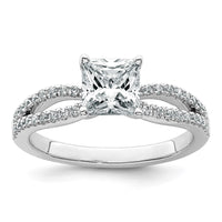 14kw 1 1/2 carat Lab Grown Diamond VS+ F+ Princess Semi-mnt Eng Ring
