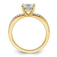 14k 1 1/2 carat Cert Lab Grown Diamond VS+ F+ Princess Complete Eng Ring