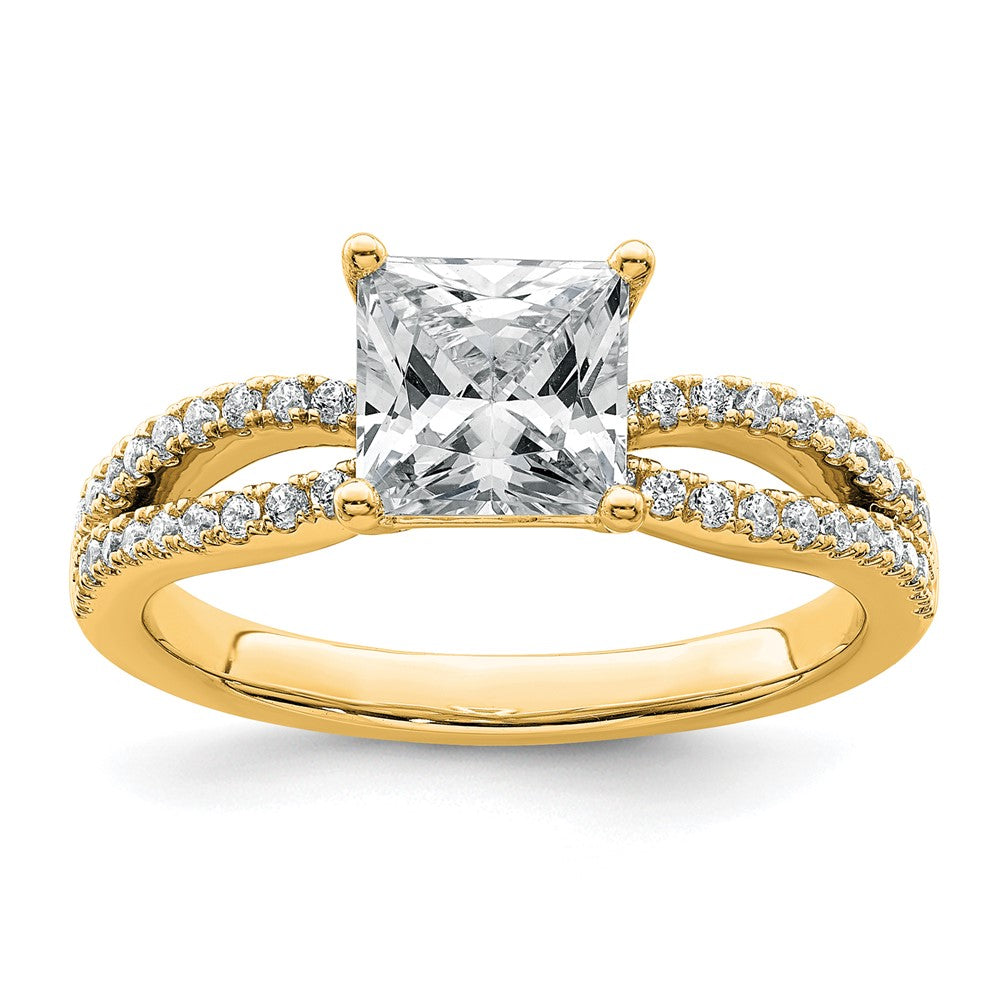 14k 1 3/4 carat Cert Lab Grown Diamond VS+ F+ Princess Complete Eng Ring