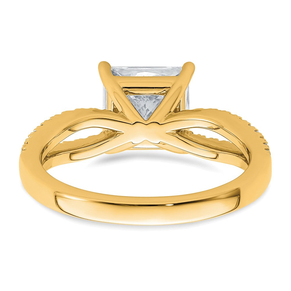 14k 1/4 carat Lab Grown Diamond VS+ F+ Princess Semi-mnt Eng Ring
