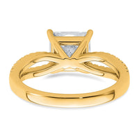 14k 1/4 carat Lab Grown Diamond VS+ F+ Princess Semi-mnt Eng Ring