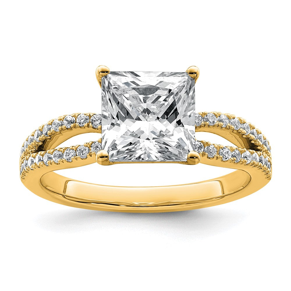 14k 1/4 carat Lab Grown Diamond VS+ F+ Princess Semi-mnt Eng Ring