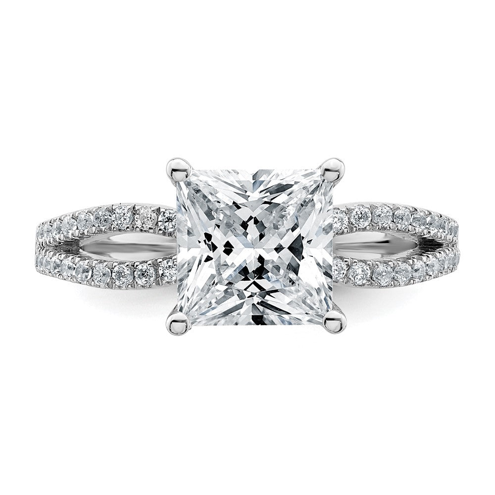 14kw 2 1/4 carat Lab Grown Diamond VS+ F+ Princess Semi-mnt Eng Ring