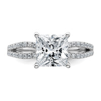 14kw 2 1/4 carat Lab Grown Diamond VS+ F+ Princess Semi-mnt Eng Ring