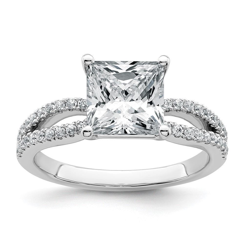 14kw 2 1/4 carat Lab Grown Diamond VS+ F+ Princess Semi-mnt Eng Ring