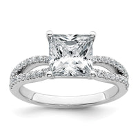 14kw 2 1/4 carat Lab Grown Diamond VS+ F+ Princess Semi-mnt Eng Ring