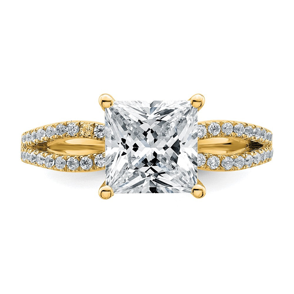 14k 1/4 carat Lab Grown Diamond VS+ F+ Princess Semi-mnt Eng Ring