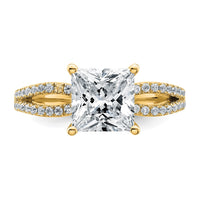 14k 1/4 carat Lab Grown Diamond VS+ F+ Princess Semi-mnt Eng Ring