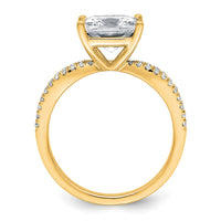 14k 2 1/2 carat Lab Grown Diamond VS+ F+ Princess Semi-mnt Eng Ring