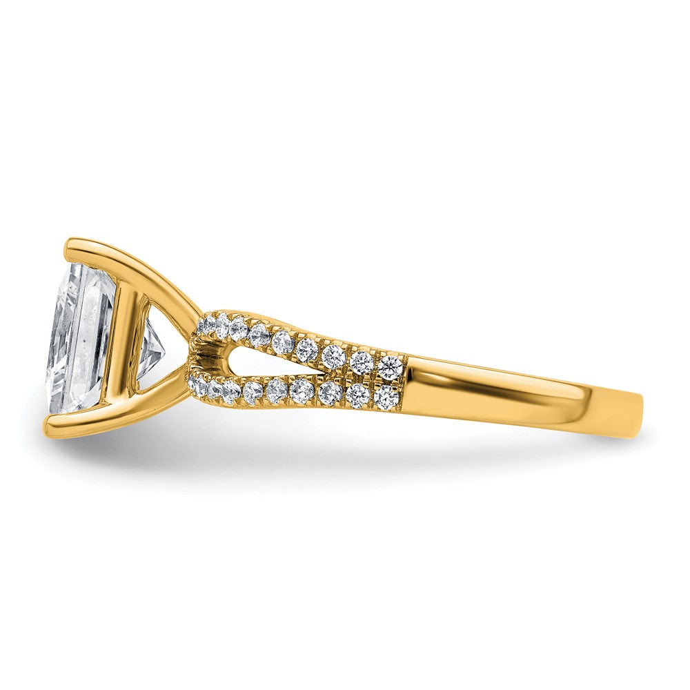 14k 2 1/2 carat Lab Grown Diamond VS+ F+ Princess Semi-mnt Eng Ring