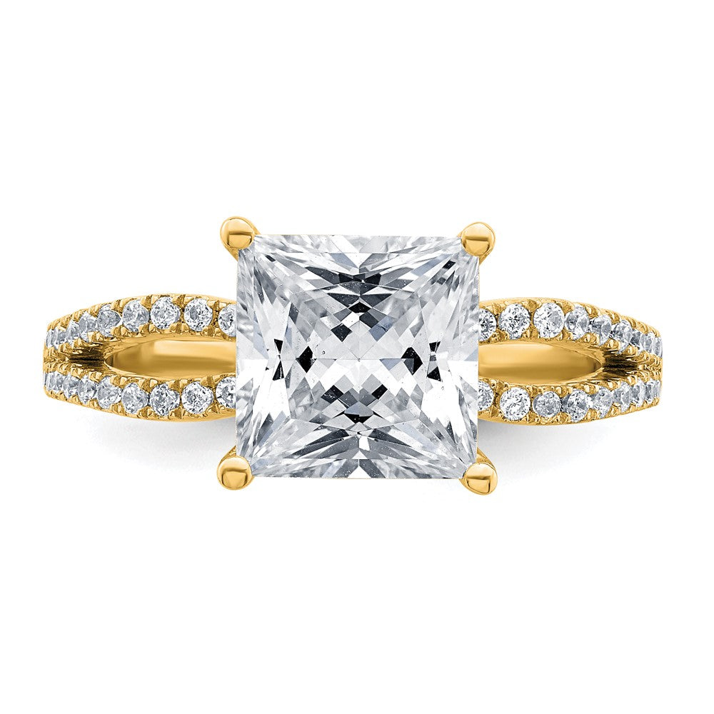 14k 2 1/2 carat Lab Grown Diamond VS+ F+ Princess Semi-mnt Eng Ring