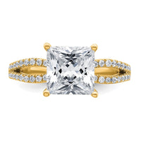 14k 2 1/2 carat Lab Grown Diamond VS+ F+ Princess Semi-mnt Eng Ring