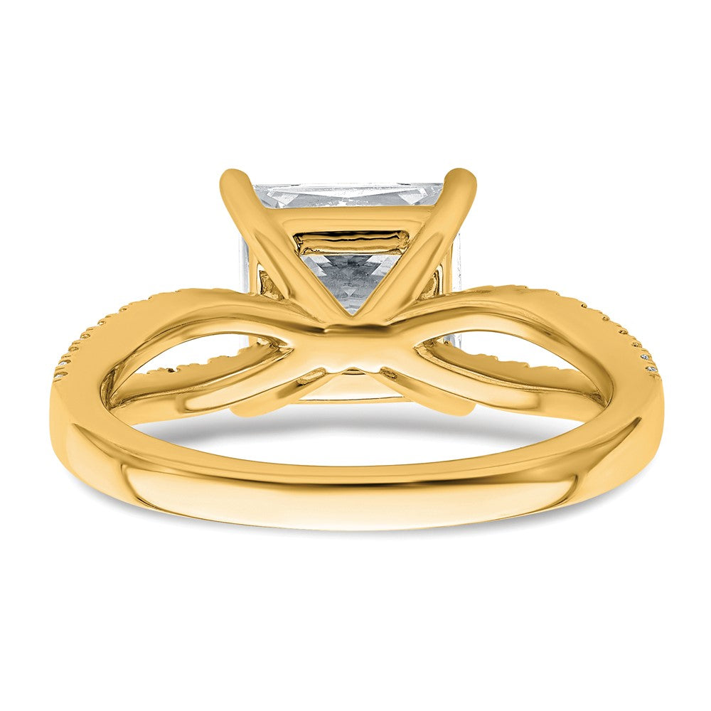 14k 2 1/2 carat Lab Grown Diamond VS+ F+ Princess Semi-mnt Eng Ring