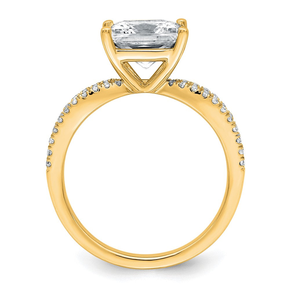 14k 2 1/2 carat Cert Lab Grown Diamond VS+ F+ Princess Complete Eng Ring