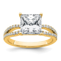 14k 2 1/2 carat Cert Lab Grown Diamond VS+ F+ Princess Complete Eng Ring