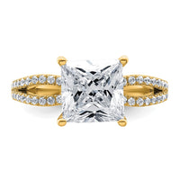 14k 2 3/4 carat Lab Grown Diamond VS+ F+ Princess Semi-mnt Eng Ring