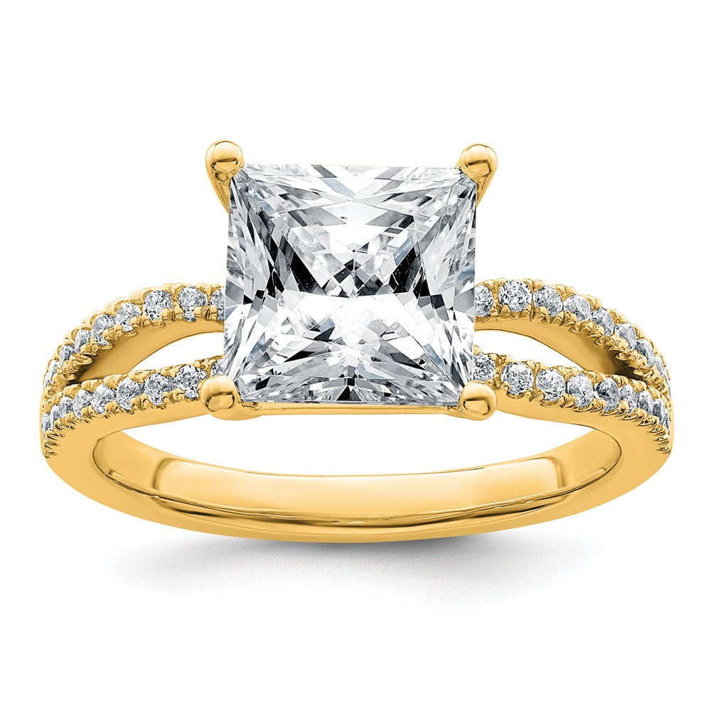 14k 2 3/4 carat Lab Grown Diamond VS+ F+ Princess Semi-mnt Eng Ring