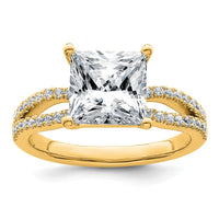 14k 2 3/4 carat Lab Grown Diamond VS+ F+ Princess Semi-mnt Eng Ring