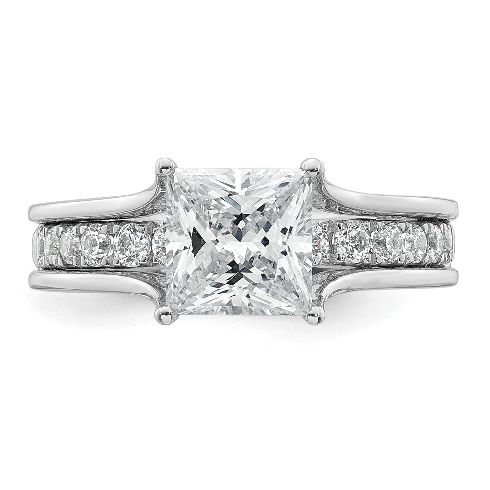 14kw 2 1/2ct Lab Grown Diamond VS+ F+ Princess Comp Engagement Ring